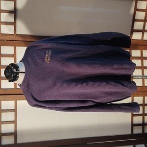 Vintage Columbia Navy Merino Wool Blend Ribbed Sweater Sz XL